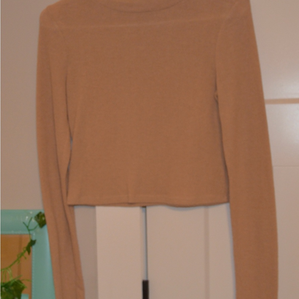 Tan Long Sleeve Crop Top